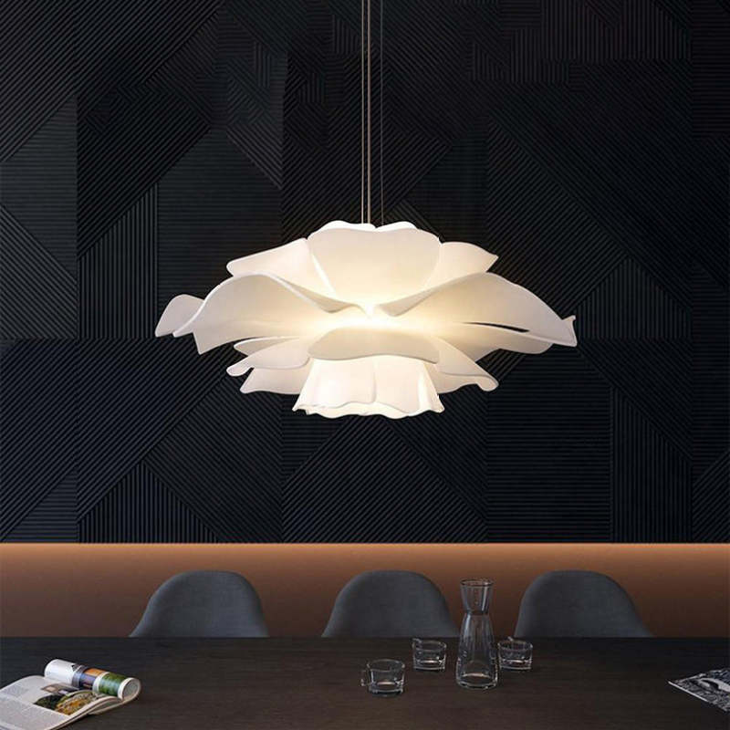 Moderne Hanglamp in Bloemvorm – Witte LED Kroonluchter van Metaal en Acryl – Bella