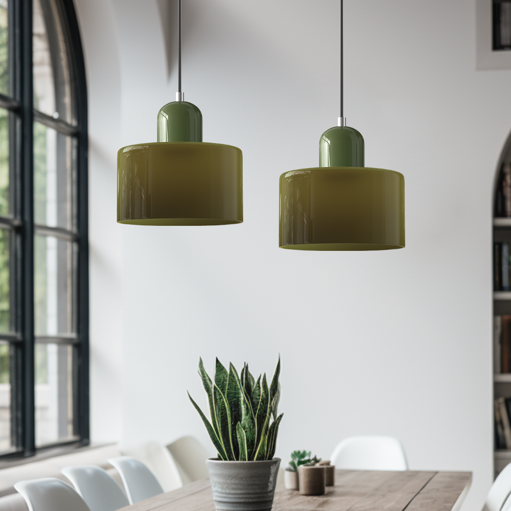 Glazen Hanglamp in Bauhaus-stijl – Designlamp met Verstelbare Ophanging en E27 Fitting