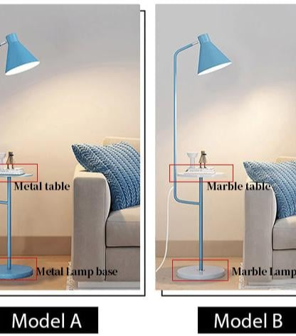 Macaroon Vloerlamp – Design Staande Lamp met Marmeren Basis & Functioneel Tafelblad | Luxe & Praktisch