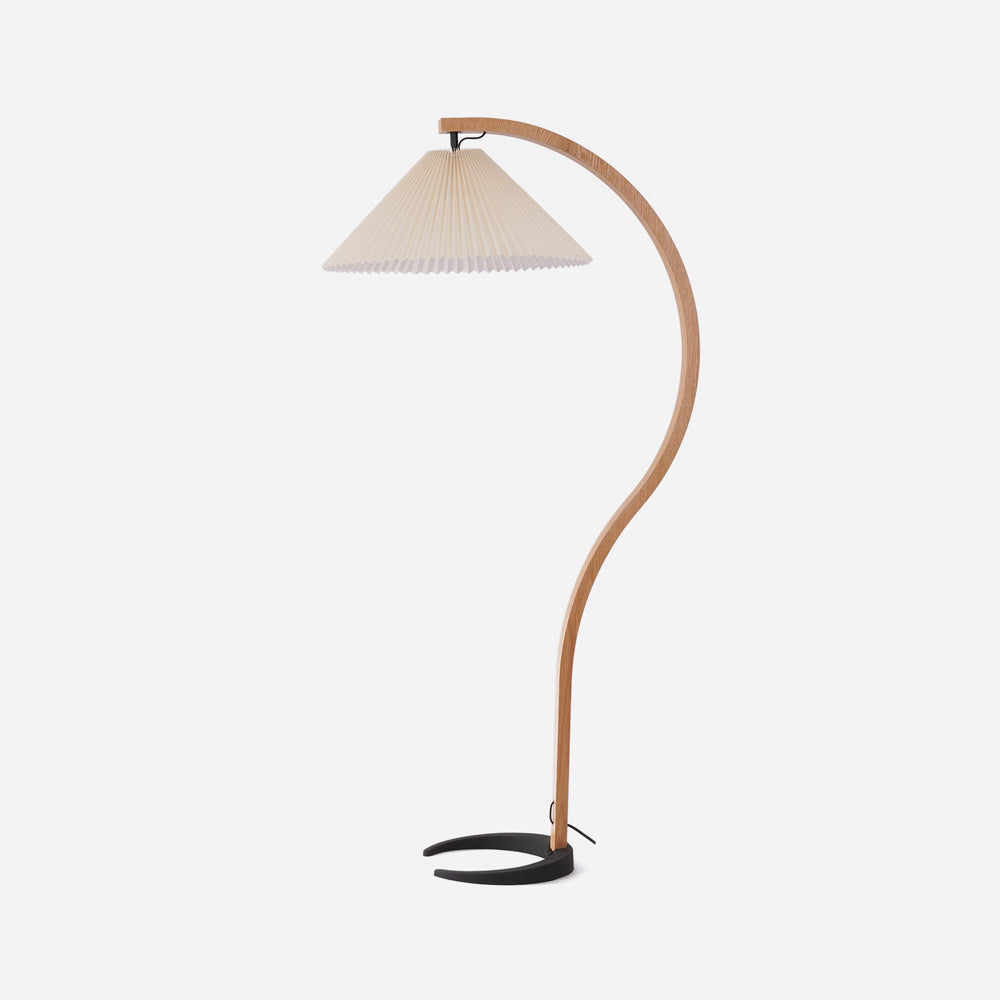 Caprani Vloerlamp – Scandinavisch Design Staande Lamp met Beukenhout & Linnen Kap | Iconische Retro Stijl uit de Jaren ’70
