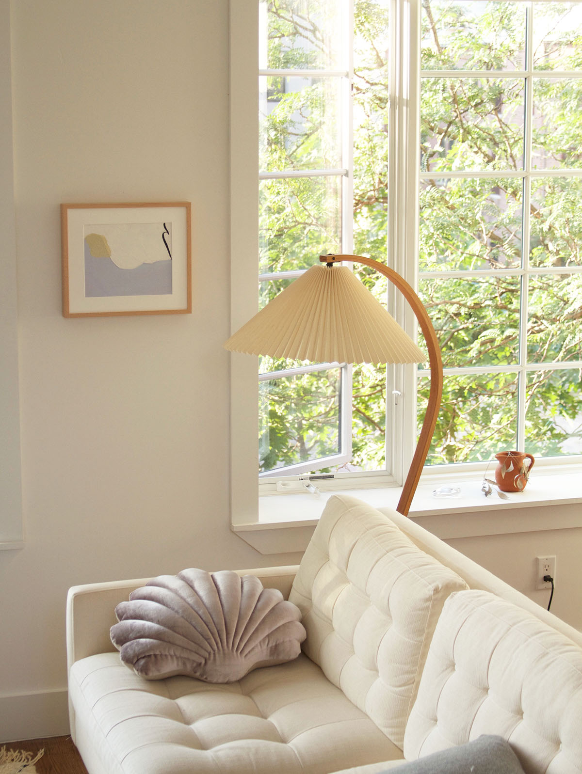 Caprani Vloerlamp – Scandinavisch Design Staande Lamp met Beukenhout & Linnen Kap | Iconische Retro Stijl uit de Jaren ’70