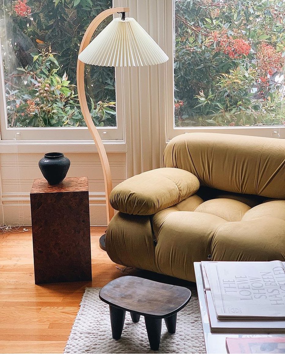 Caprani Vloerlamp – Scandinavisch Design Staande Lamp met Beukenhout & Linnen Kap | Iconische Retro Stijl uit de Jaren ’70