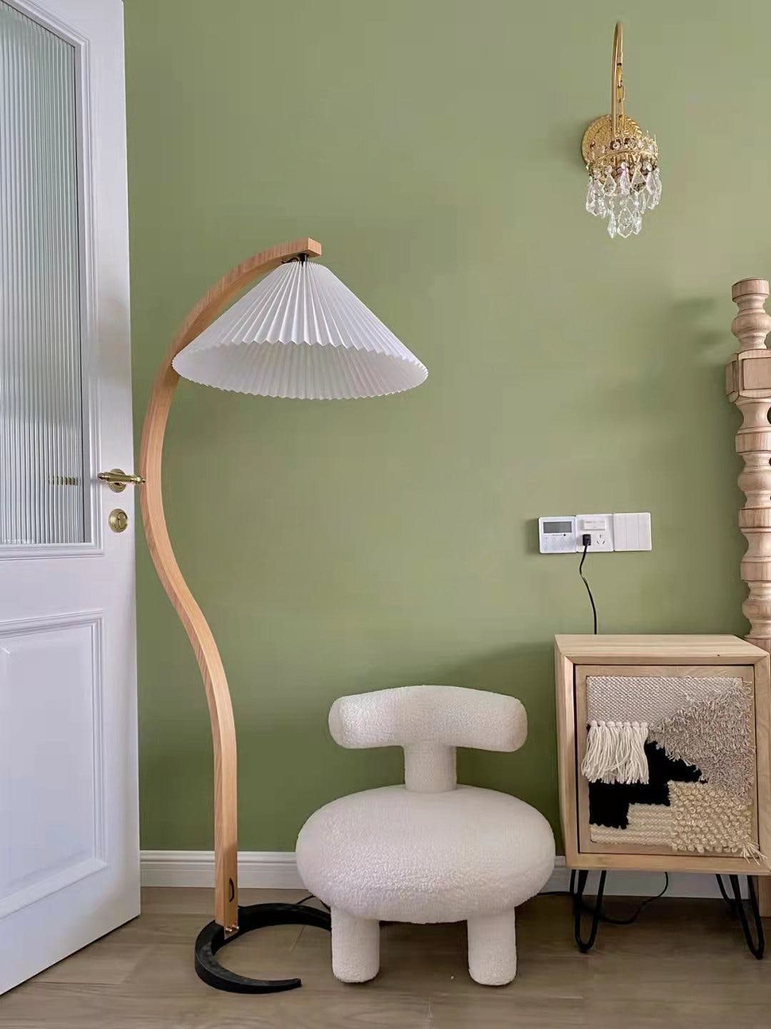 Caprani Vloerlamp – Scandinavisch Design Staande Lamp met Beukenhout & Linnen Kap | Iconische Retro Stijl uit de Jaren ’70