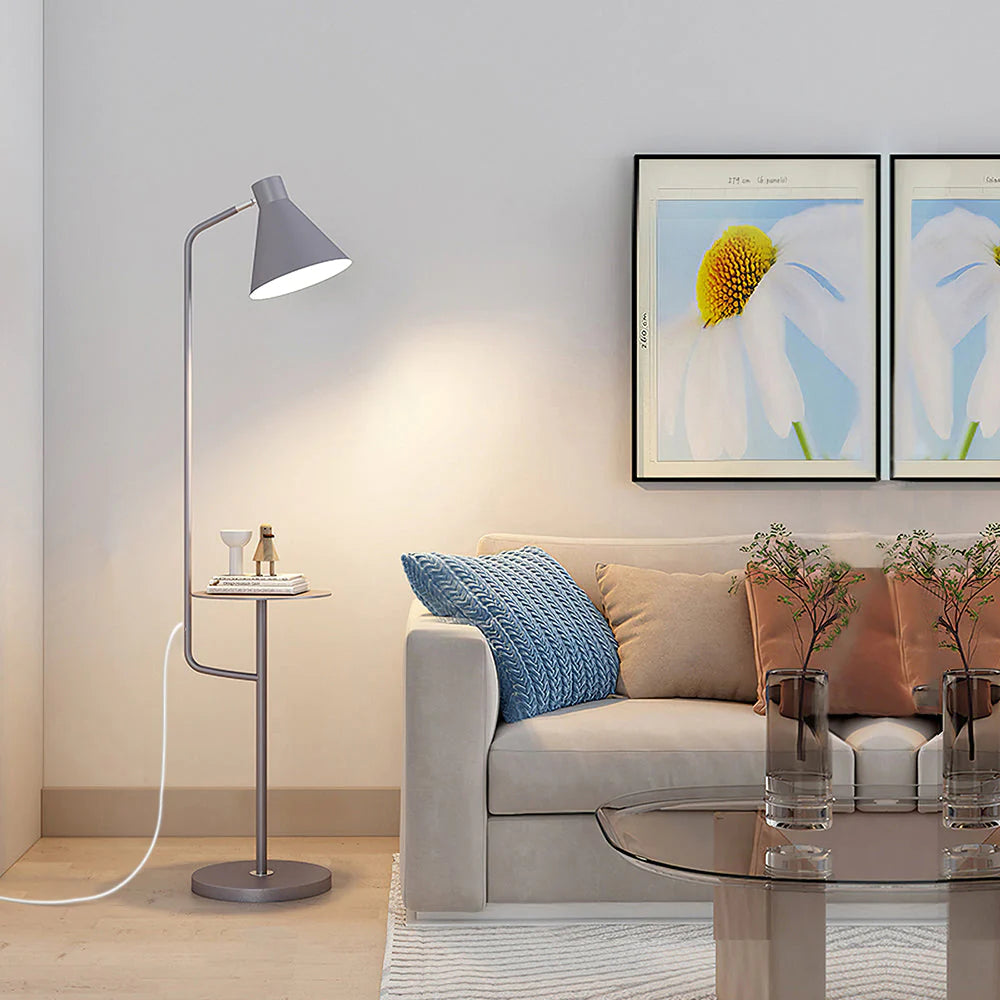Macaroon Vloerlamp – Design Staande Lamp met Marmeren Basis & Functioneel Tafelblad | Luxe & Praktisch