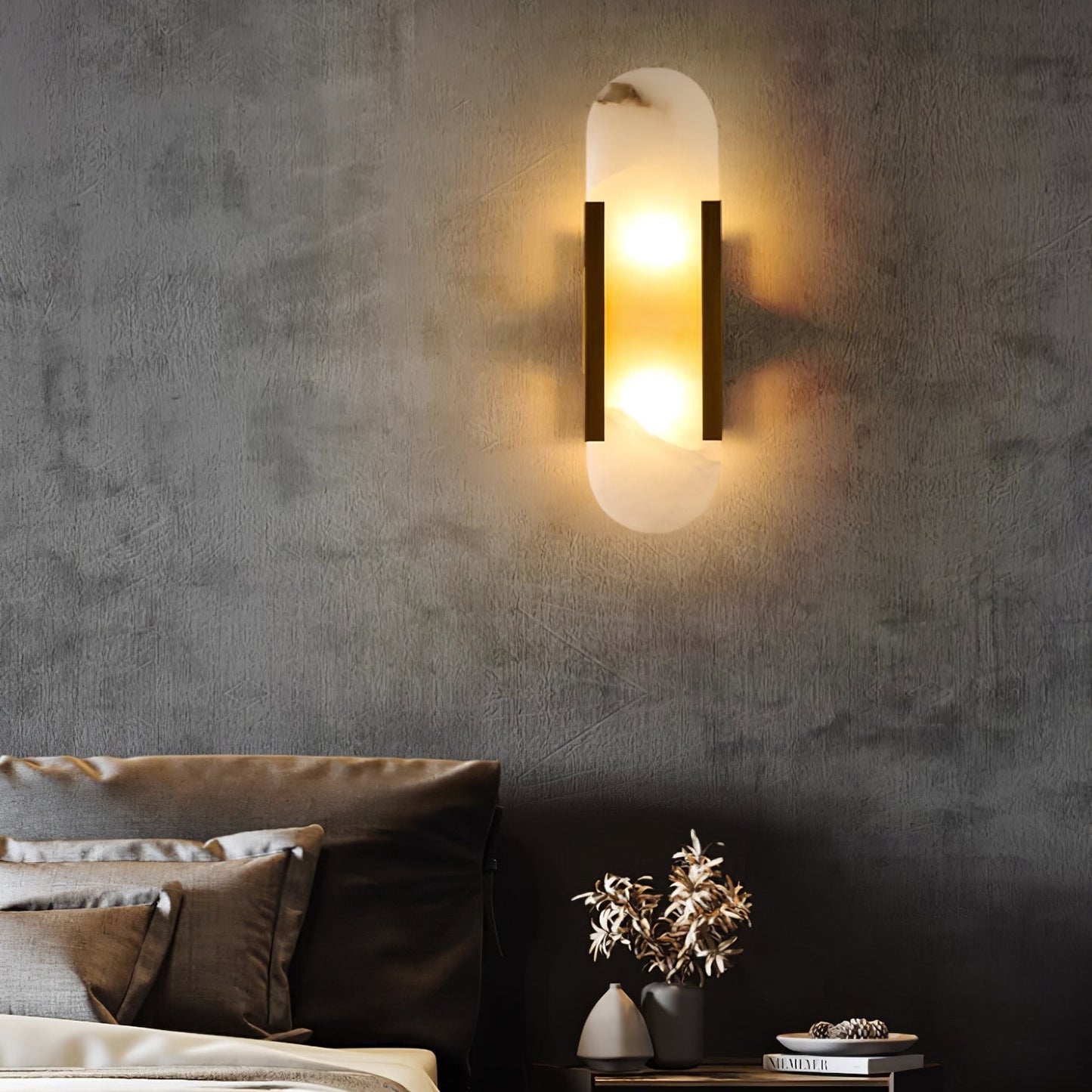 Melange Alabaster Wandlamp – Luxe Design met Messing Accenten | Handgemaakt & Tijdloos Modern