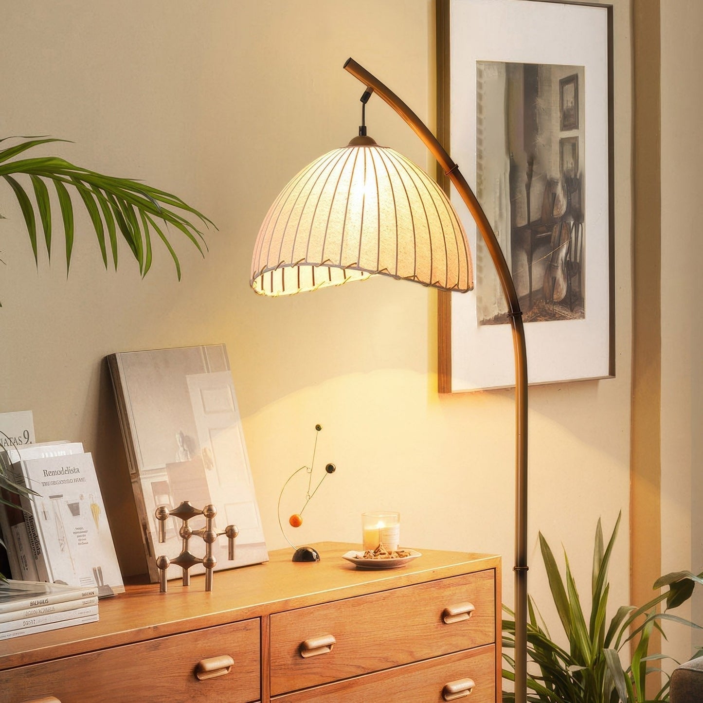 Cultural Zen Bamboe Vloerlamp – Staande Lamp met Stoffen Kap | Natuur, Rust & Sfeervolle Verlichting