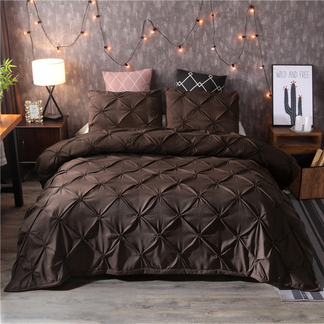 Zachte Katoenen Dekbedovertrek Set β Ademend & Huidvriendelijk Beddengoed met Modern Pinch-Pleat Design | Inclusief Kussenslopen