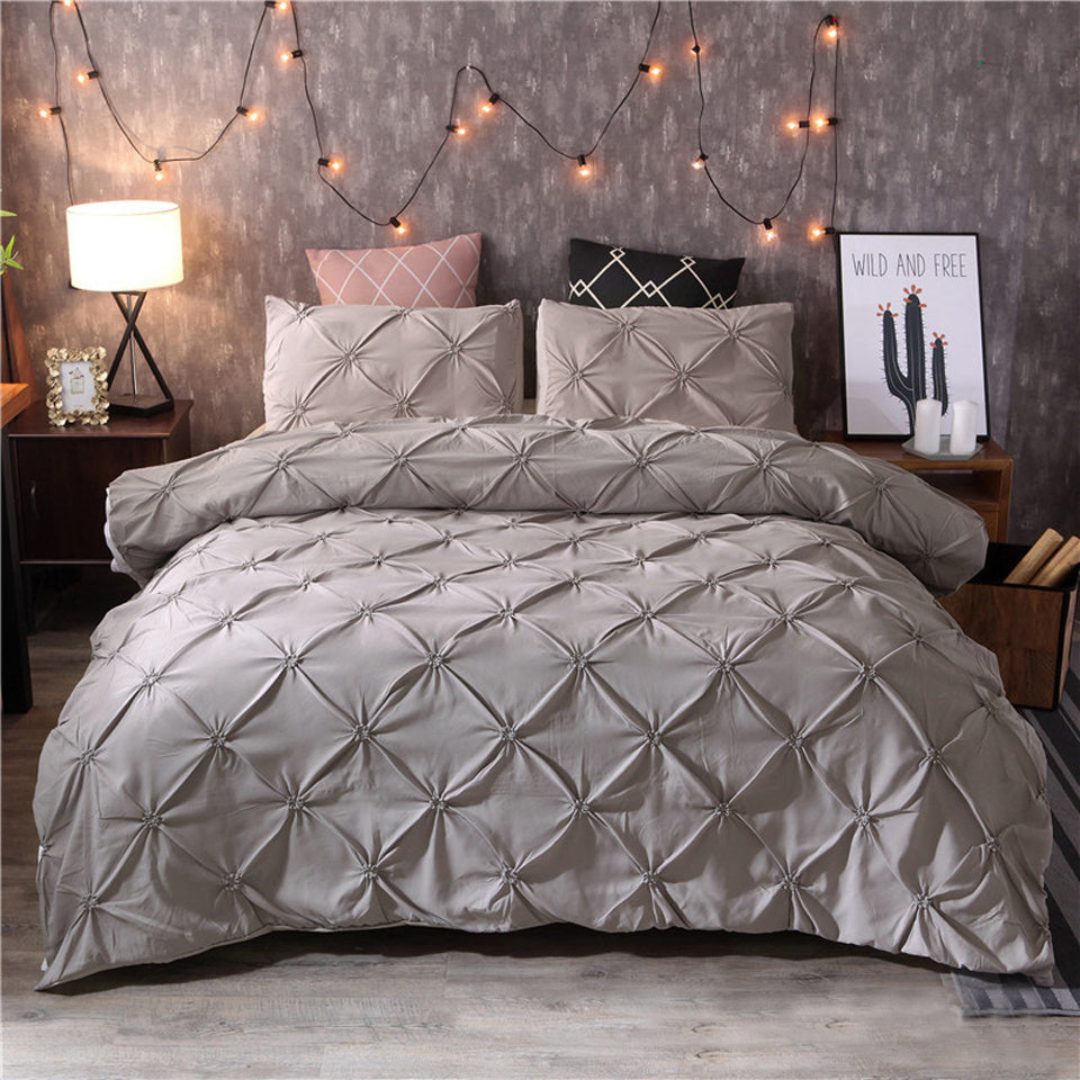 Zachte Katoenen Dekbedovertrek Set β Ademend & Huidvriendelijk Beddengoed met Modern Pinch-Pleat Design | Inclusief Kussenslopen