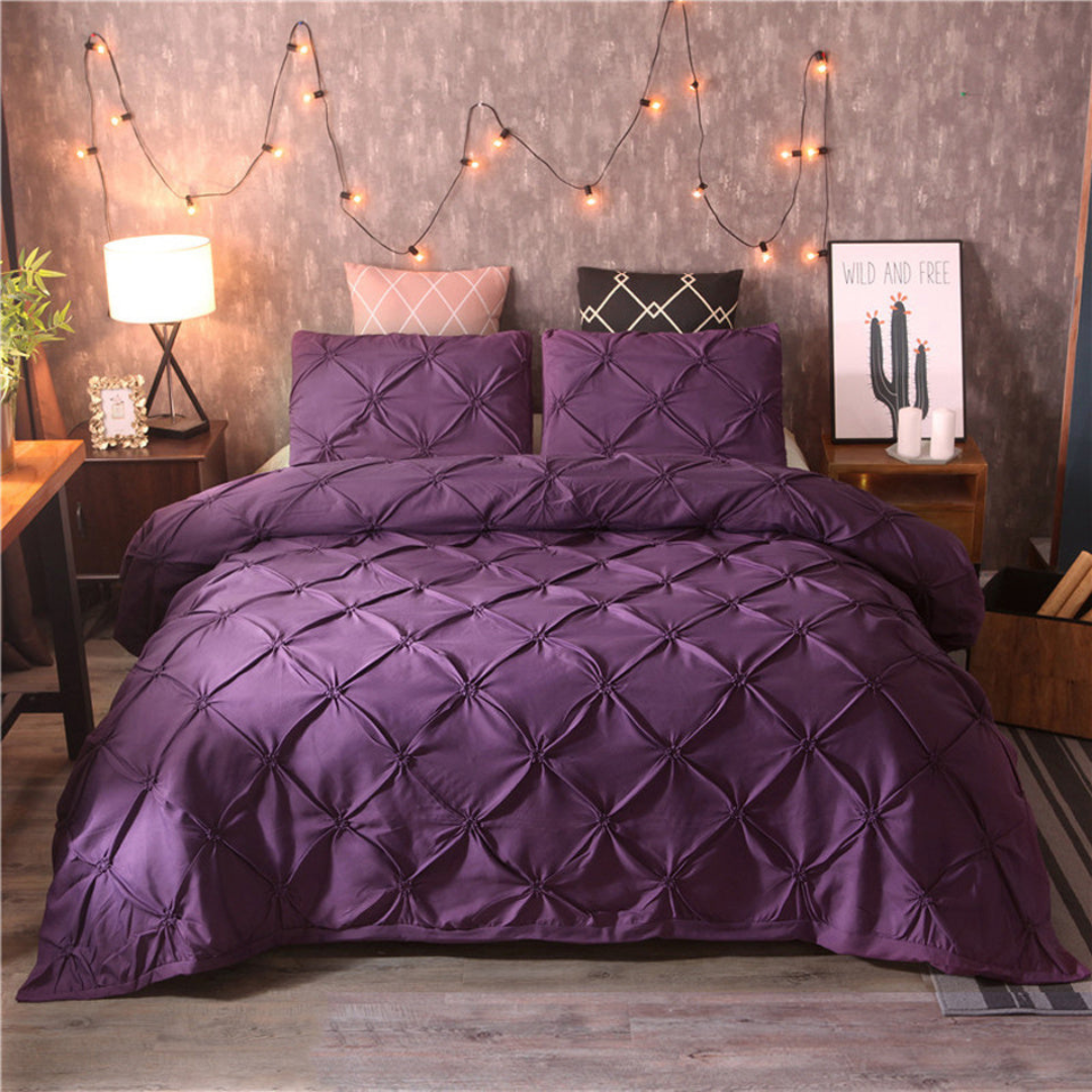 Zachte Katoenen Dekbedovertrek Set β Ademend & Huidvriendelijk Beddengoed met Modern Pinch-Pleat Design | Inclusief Kussenslopen