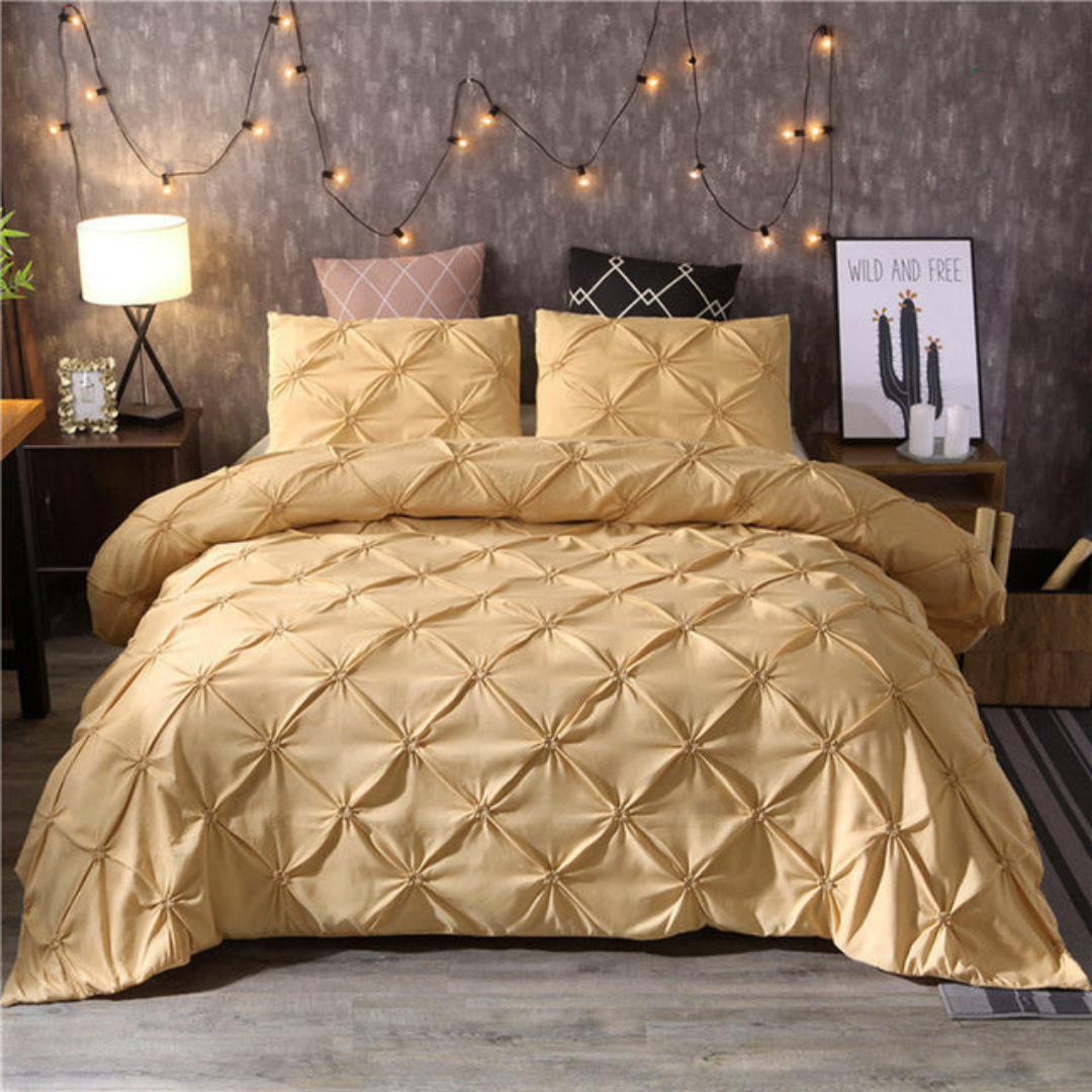 Zachte Katoenen Dekbedovertrek Set β Ademend & Huidvriendelijk Beddengoed met Modern Pinch-Pleat Design | Inclusief Kussenslopen