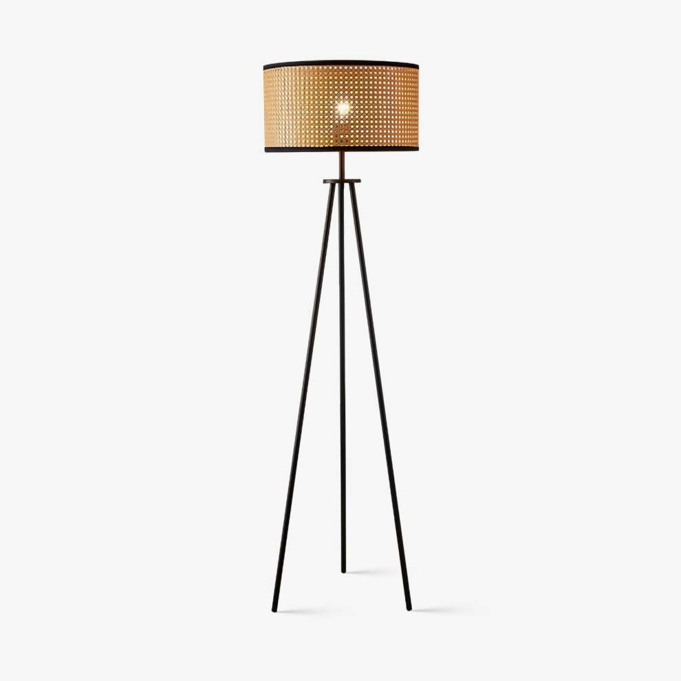 Rattan Tripod Vloerlamp – Natuurlijke Staande Lamp met Modern Driepoot Design | Stijlvol, Warm & Tijdloos