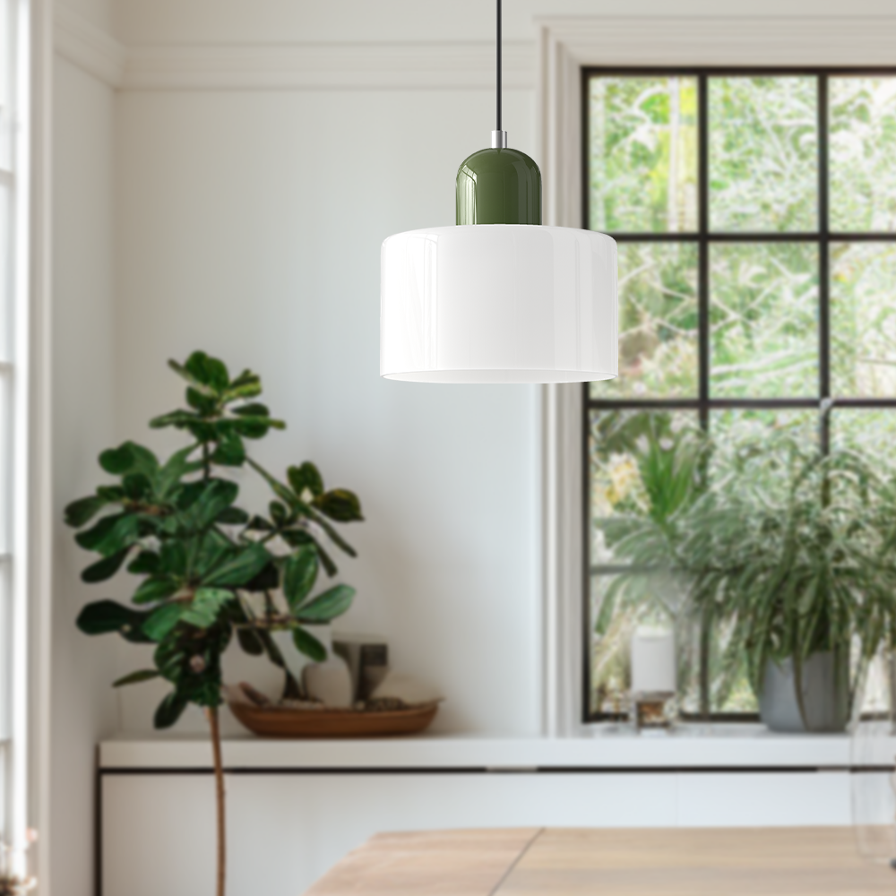 Glazen Hanglamp in Bauhaus-stijl – Designlamp met Verstelbare Ophanging en E27 Fitting