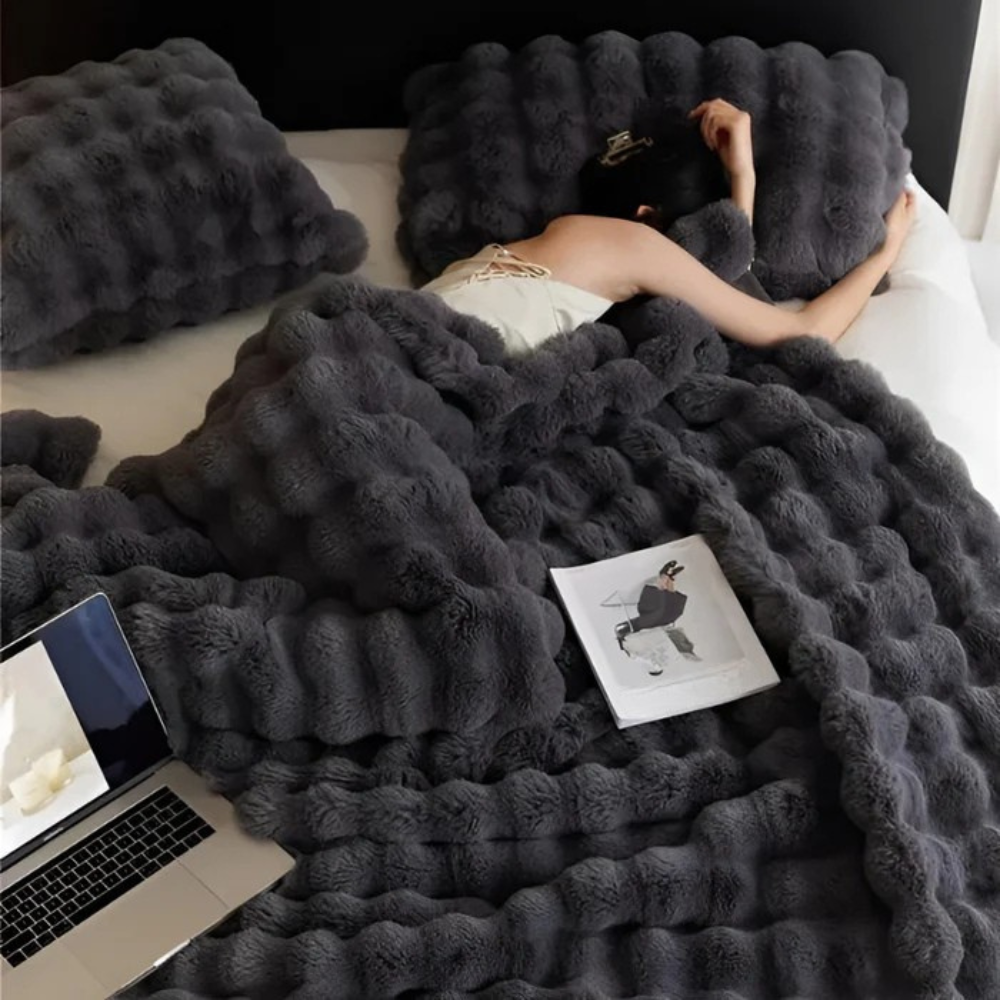 Luxe Fleece Plaid met Imitatiebont – Dubbelzijdige Deken voor Ultieme Warmte & Comfort | Zacht, Stijlvol & Onderhoudsvriendelijk