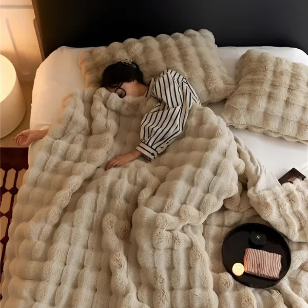 Luxe Fleece Plaid met Imitatiebont – Dubbelzijdige Deken voor Ultieme Warmte & Comfort | Zacht, Stijlvol & Onderhoudsvriendelijk