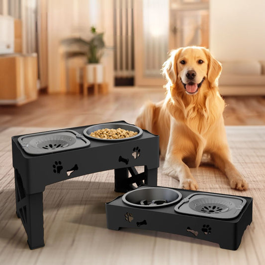 Verstelbare honden voerbak – verhoogde slow feeder voor betere spijsvertering & comfort