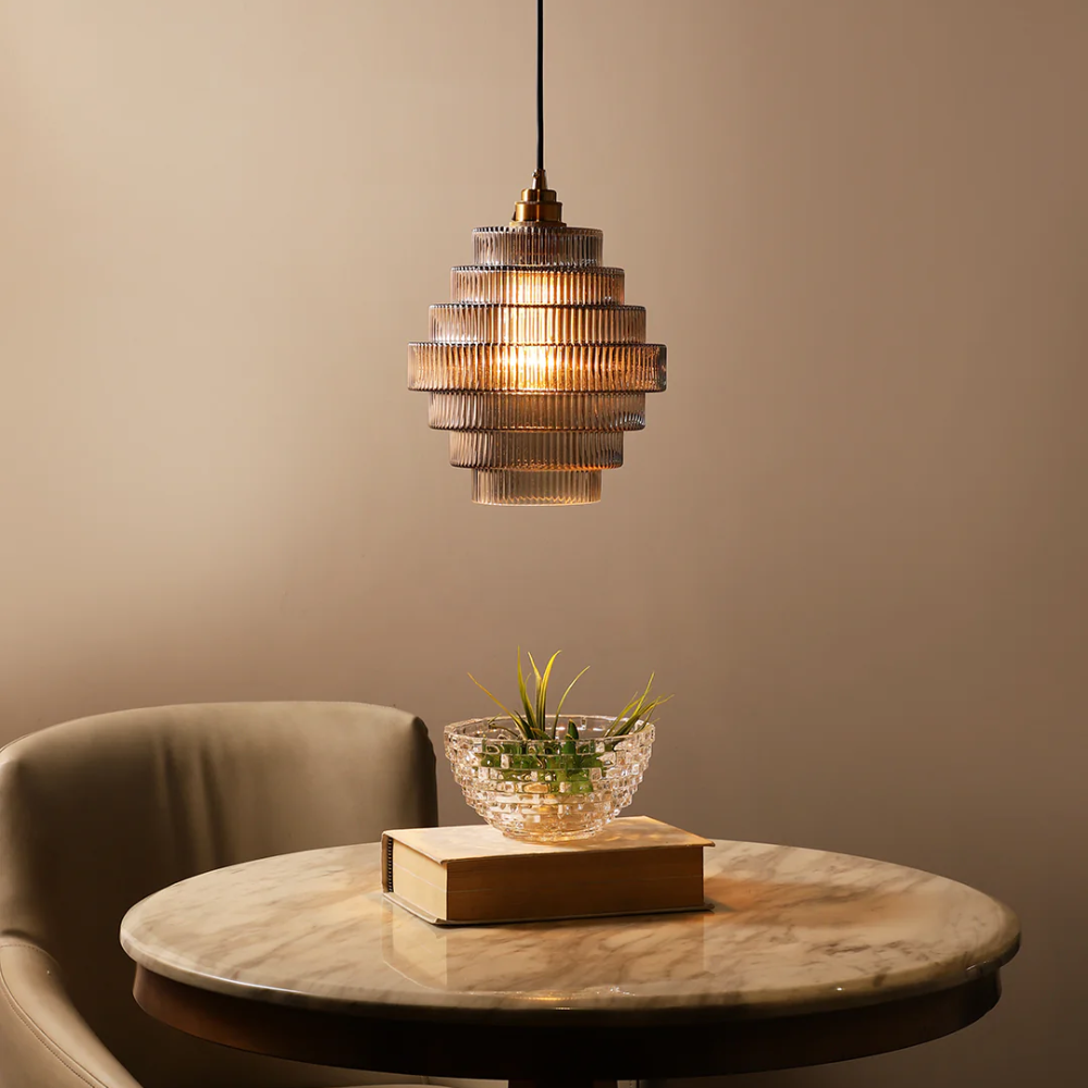 L'Éclat de Carafe hanglamp – retro glazen designlamp met messing afwerking en verstelbare lengte