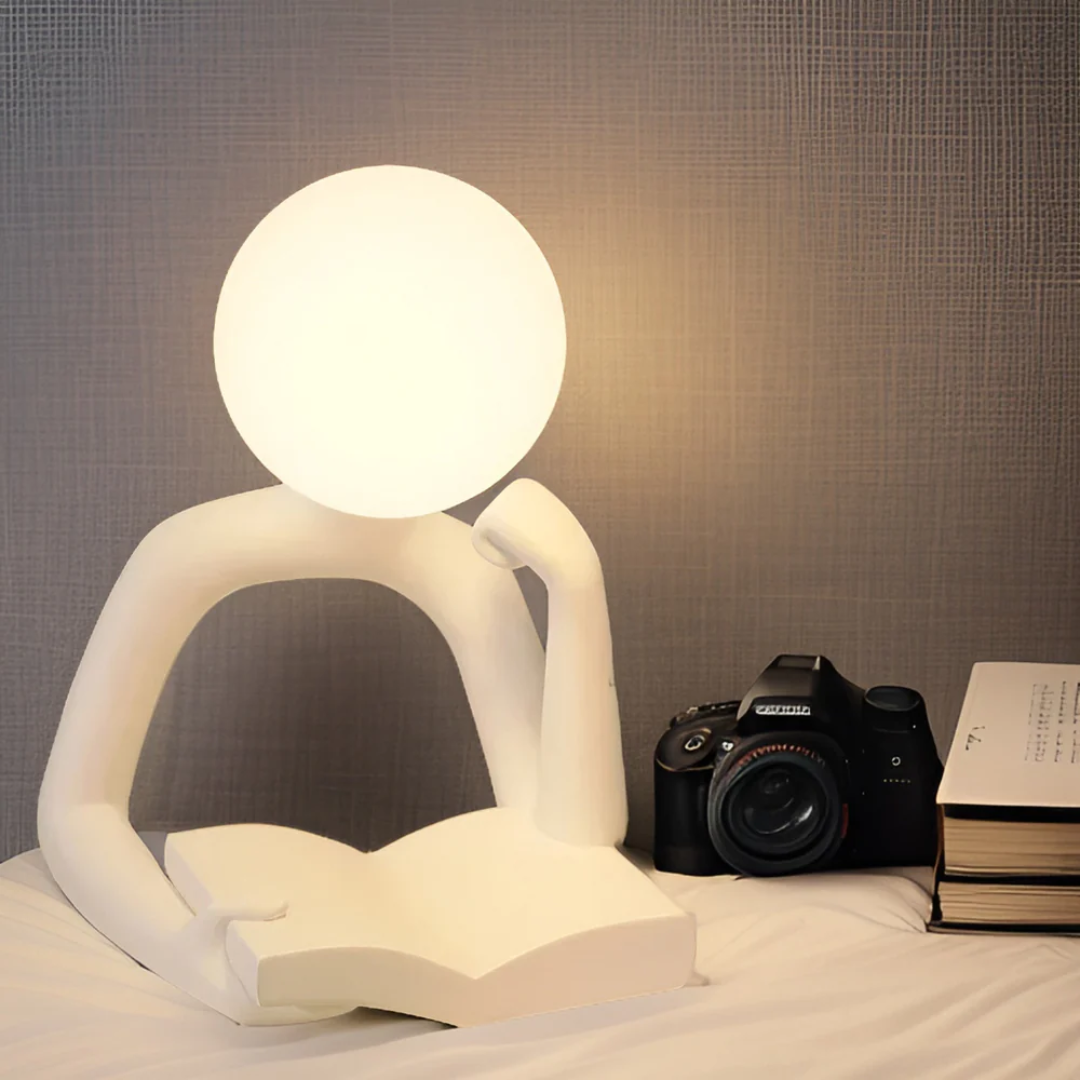 LED Tafellampje – Draadloze Sfeerlamp van Synthetische Hars met Warm Wit Licht
