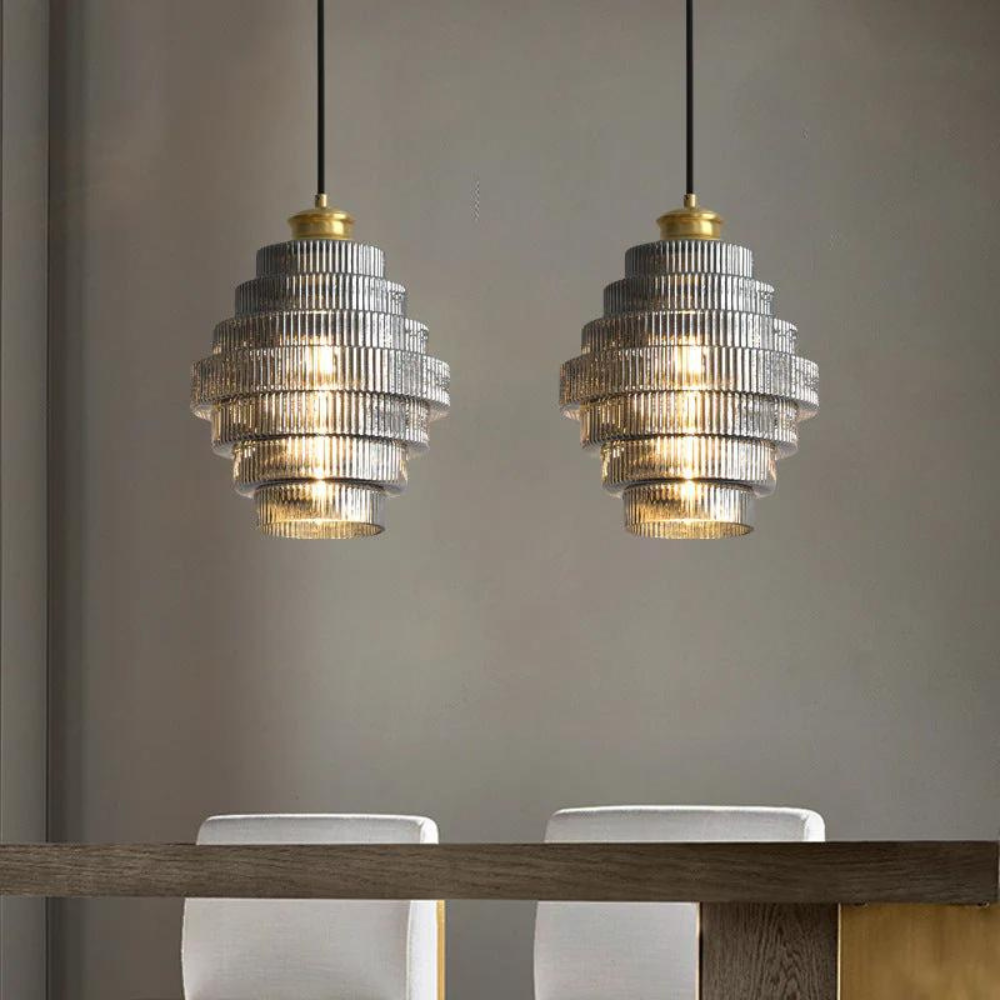 L'Éclat de Carafe hanglamp – retro glazen designlamp met messing afwerking en verstelbare lengte