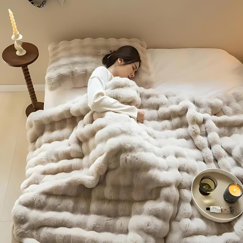 Luxe Fleece Plaid met Imitatiebont – Dubbelzijdige Deken voor Ultieme Warmte & Comfort | Zacht, Stijlvol & Onderhoudsvriendelijk