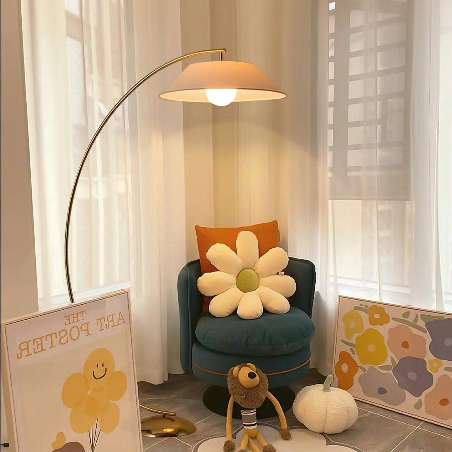Design Vloerlamp – Luxe Staande Lamp met Stalen Basis & Stoffen Kap | Tijdloos, Elegant & Sfeervol