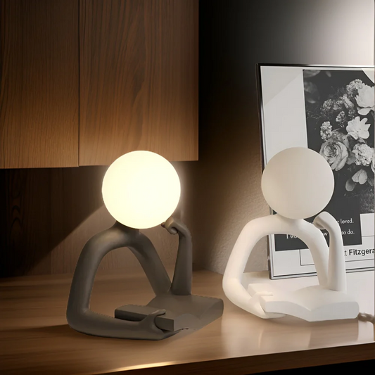LED Tafellampje – Draadloze Sfeerlamp van Synthetische Hars met Warm Wit Licht