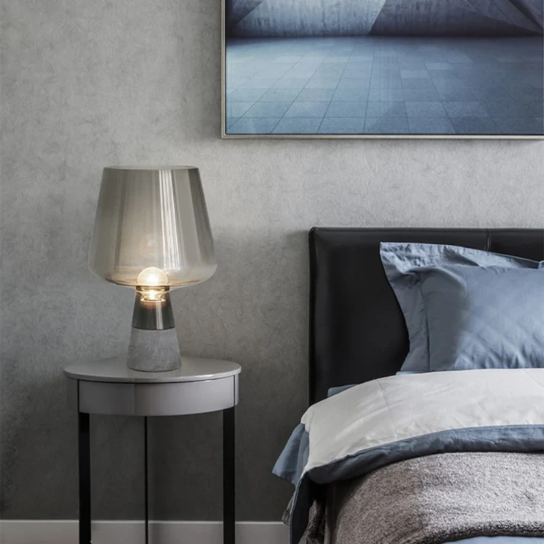 Industriële Tafellamp – LED Lamp met Glas en Steen in Modern Design – Miraq
