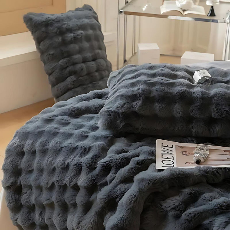Luxe Fleece Plaid met Imitatiebont – Dubbelzijdige Deken voor Ultieme Warmte & Comfort | Zacht, Stijlvol & Onderhoudsvriendelijk