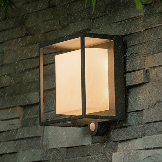 Moderne Rechthoekige Solar Wandlamp met Sensor – IP65 Waterdicht LED Buitenlamp | Tuin, Garage, Voordeur