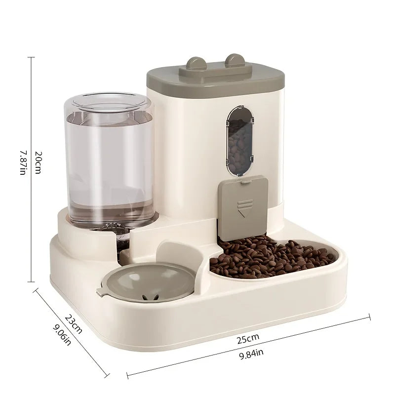 2-in-1 honden en katten voerbak met waterdispenser – automatische zwaartekracht feeder zonder stroom