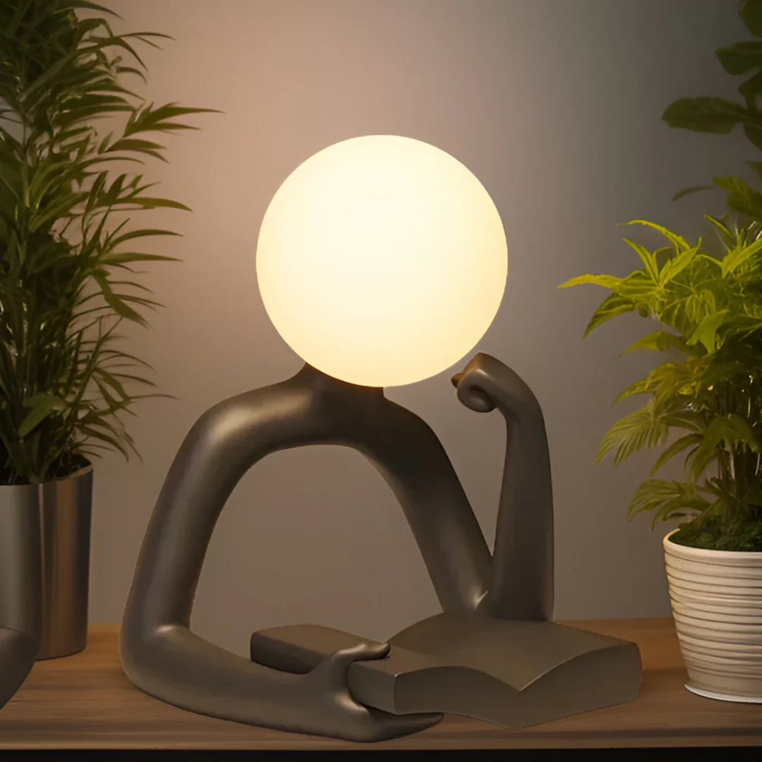 LED Tafellampje – Draadloze Sfeerlamp van Synthetische Hars met Warm Wit Licht