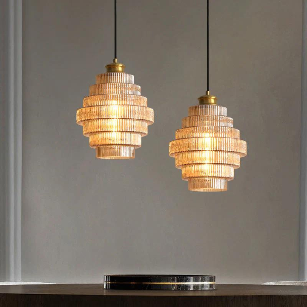 L'Éclat de Carafe hanglamp – retro glazen designlamp met messing afwerking en verstelbare lengte