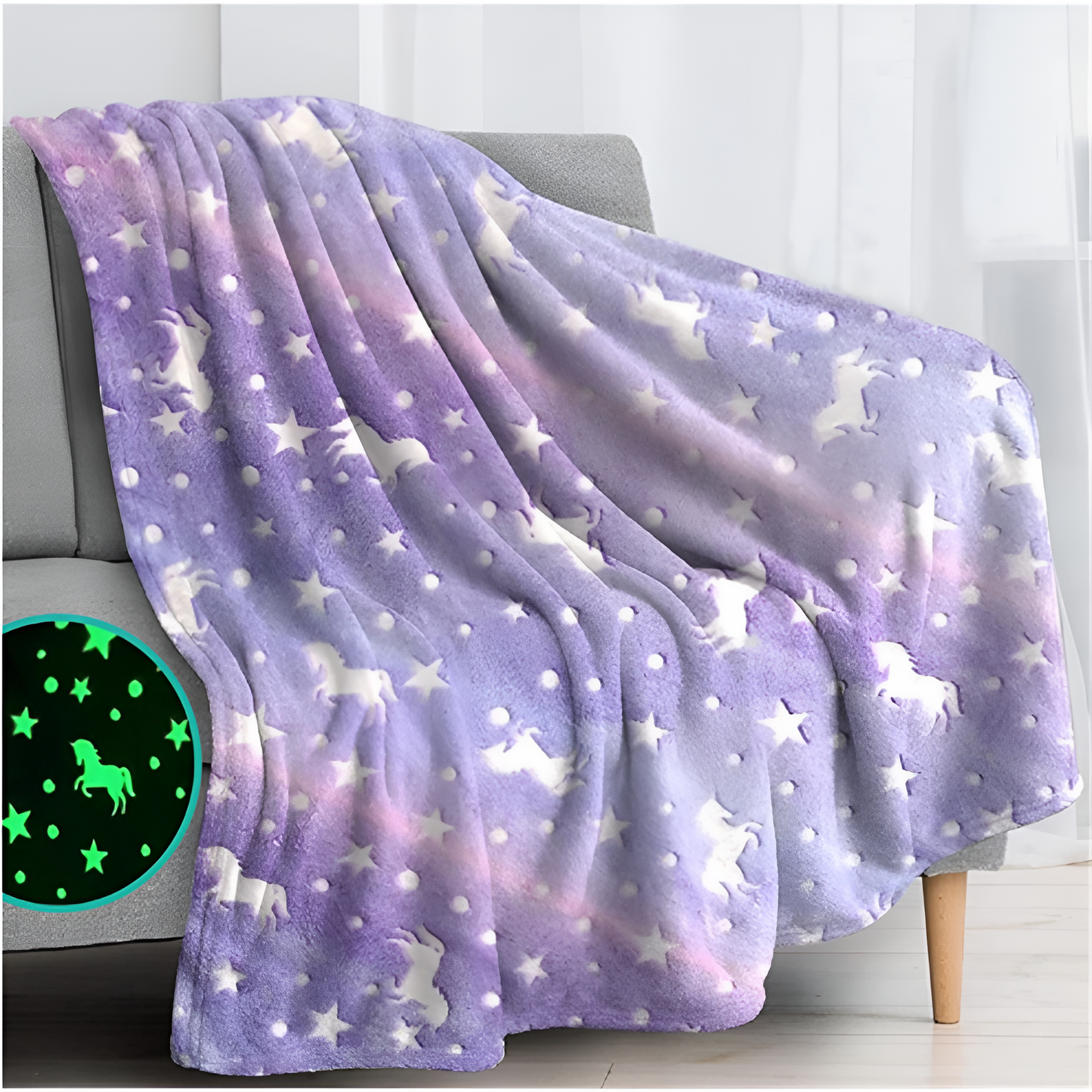 Glow Fleece Deken – Magische Glow-in-the-Dark Sterrendeken voor Kinderen | Zachte & Ademende Slaapkamerdeken
