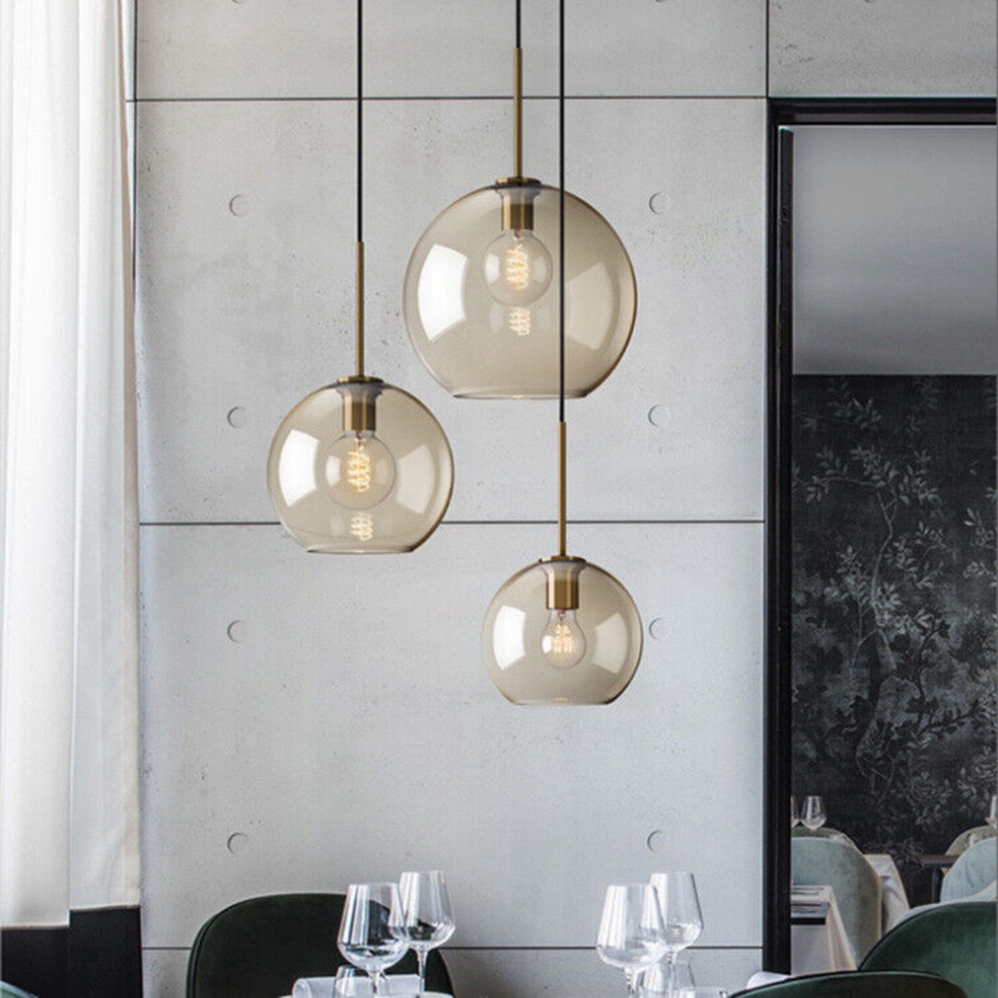 La Veille glazen hanglamp – handgeblazen designlamp met gouden accenten en sfeervolle gloed