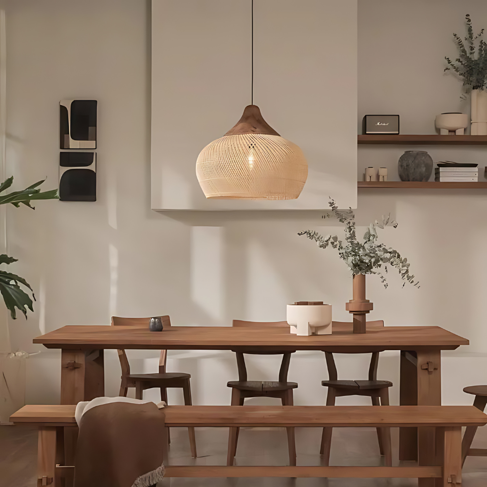 Artisan Elegance – Handgemaakte Rotan Hanglamp met Boho Charme
