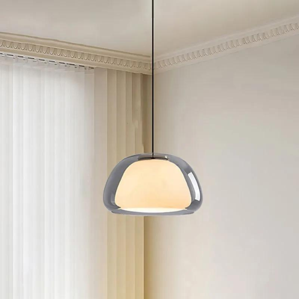Moderne glazen koepel hanglamp – verstelbaar design met E27 fitting en eigentijdse uitstraling
