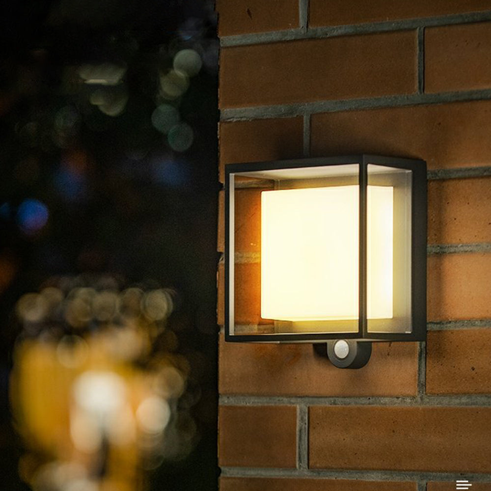 Moderne Rechthoekige Solar Wandlamp met Sensor – IP65 Waterdicht LED Buitenlamp | Tuin, Garage, Voordeur
