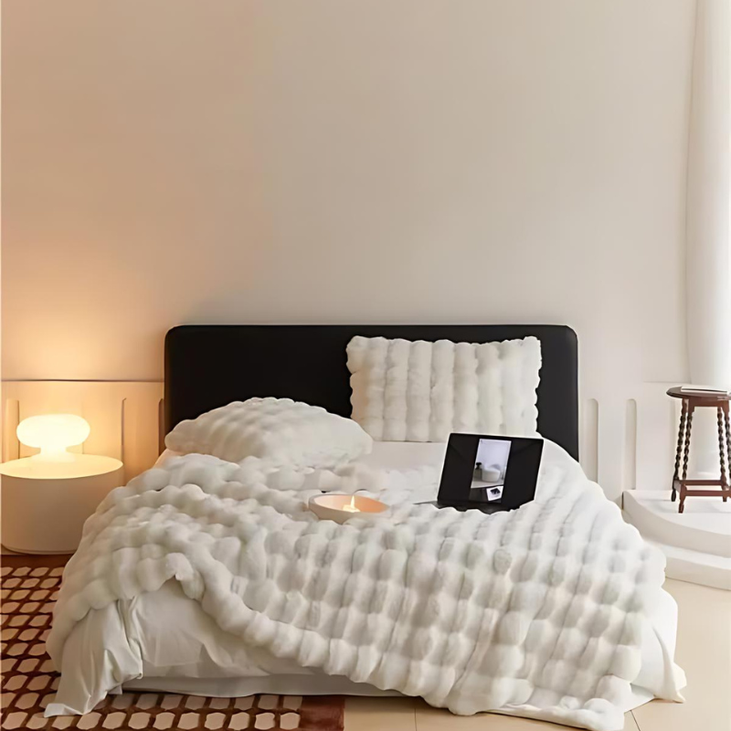 Luxe Fleece Plaid met Imitatiebont – Dubbelzijdige Deken voor Ultieme Warmte & Comfort | Zacht, Stijlvol & Onderhoudsvriendelijk