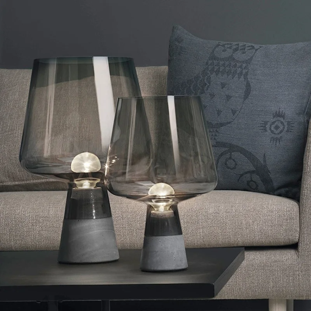 Industriële Tafellamp – LED Lamp met Glas en Steen in Modern Design – Miraq