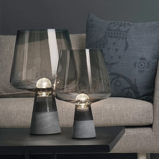 Industriële Tafellamp – LED Lamp met Glas en Steen in Modern Design – Miraq