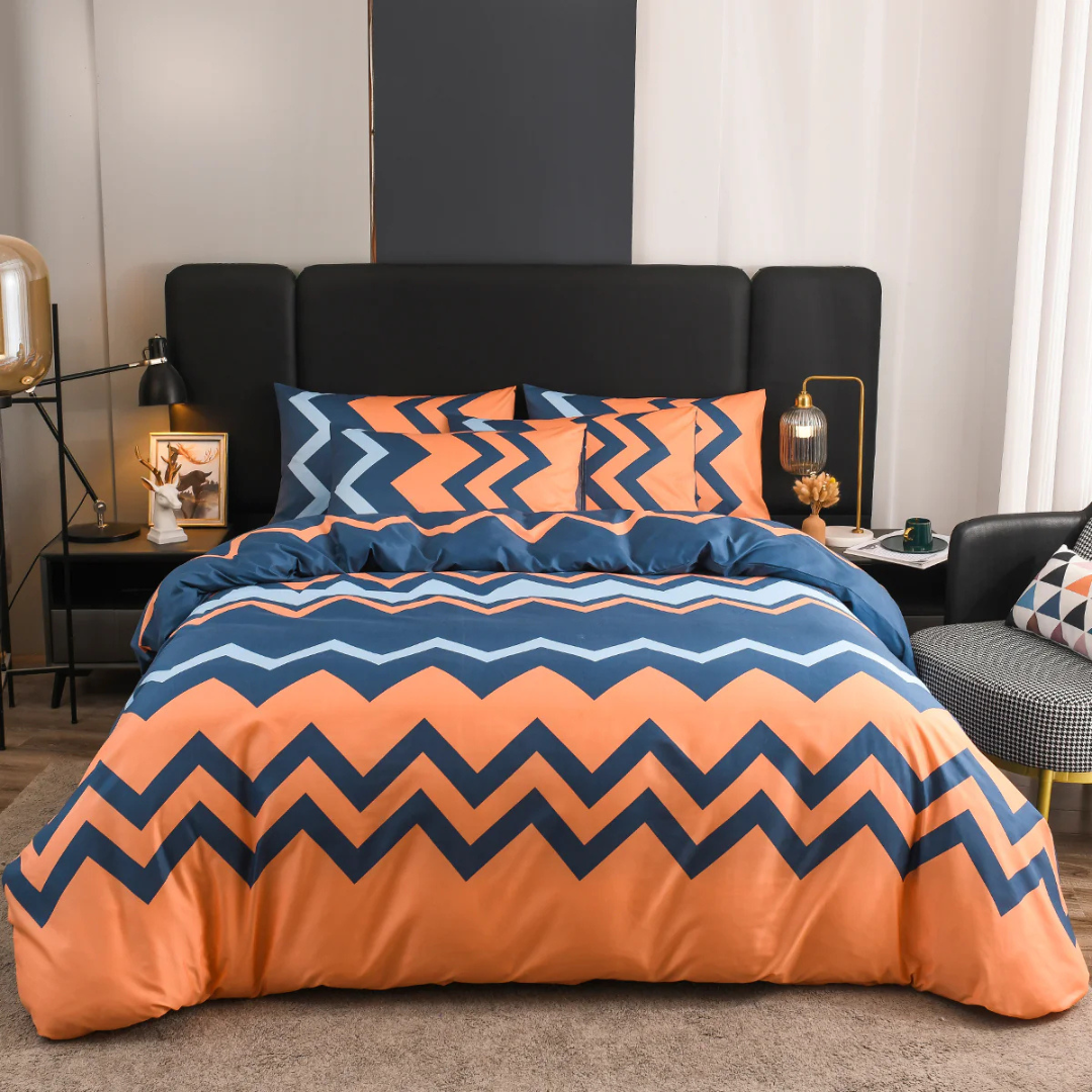 Moderne Dekbedovertrek Set – Comfortabel & Ademend Beddengoed met Strak Gestreept Design | Inclusief Kussenslopen