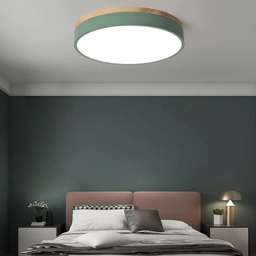 Scandinavische plafondlamp – minimalistisch design met hout en metaal en warme sfeergloed