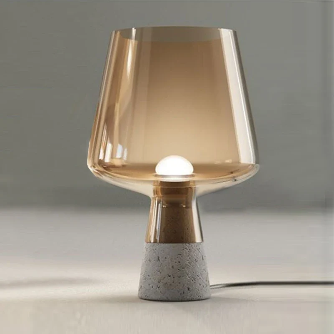 Industriële Tafellamp – LED Lamp met Glas en Steen in Modern Design – Miraq