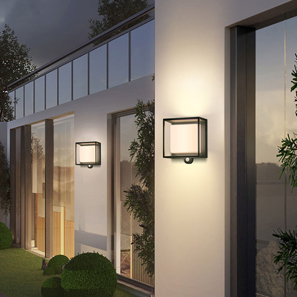Moderne Rechthoekige Solar Wandlamp met Sensor – IP65 Waterdicht LED Buitenlamp | Tuin, Garage, Voordeur