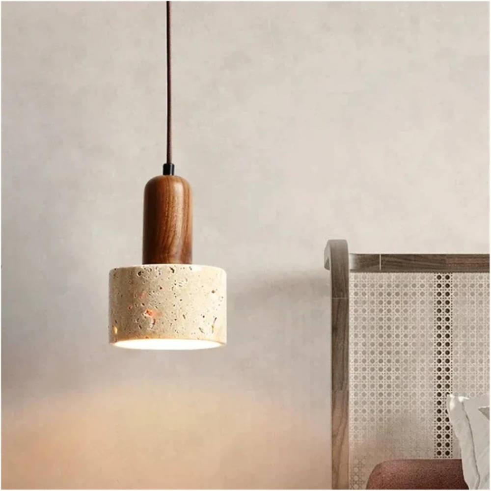 Japandi Travertin Druppellamp – Marmeren Hanglamp met Minimalistische Elegantie