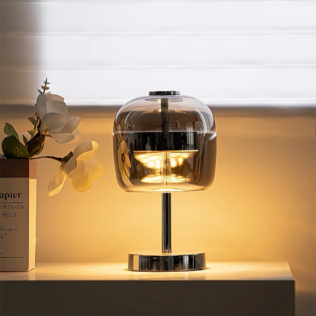 Dimbare LED Tafellamp – Glazen Kap met USB-aansluiting en Warm tot Koud Licht (kopie)