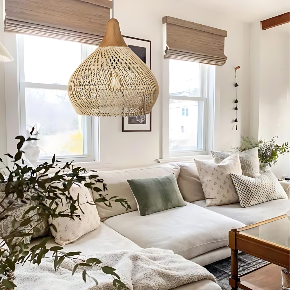 Artisan Elegance – Handgemaakte Rotan Hanglamp met Boho Charme