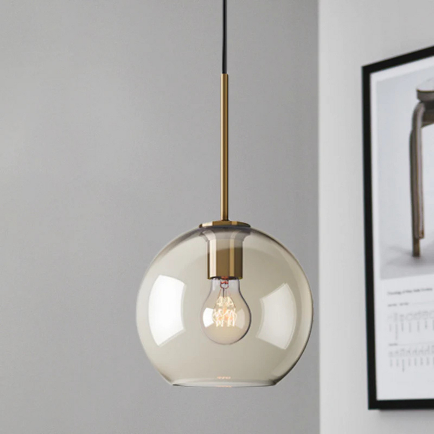 La Veille glazen hanglamp – handgeblazen designlamp met gouden accenten en sfeervolle gloed