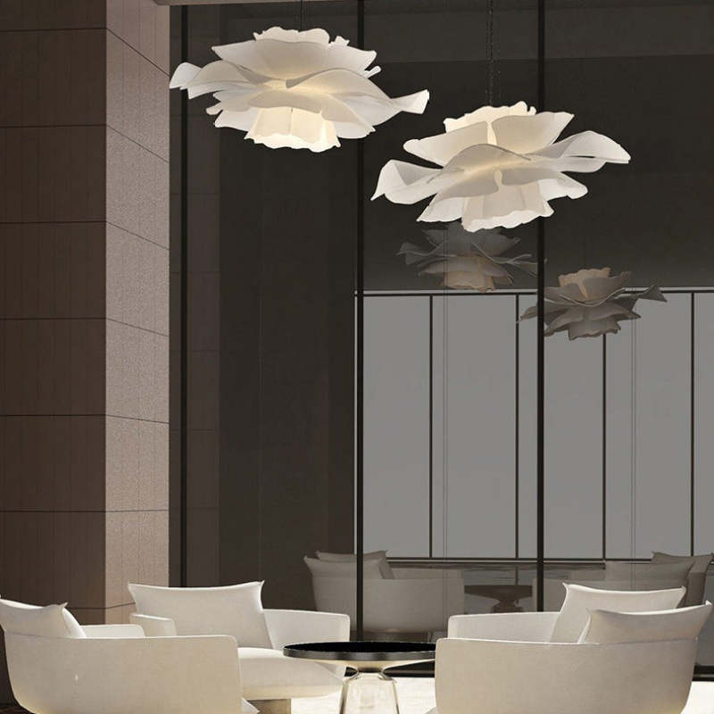 Moderne Hanglamp in Bloemvorm – Witte LED Kroonluchter van Metaal en Acryl – Bella
