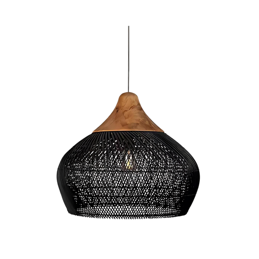 Boho rotan hanglamp – handgemaakt design van natuurlijke materialen met warme sfeerverlichting