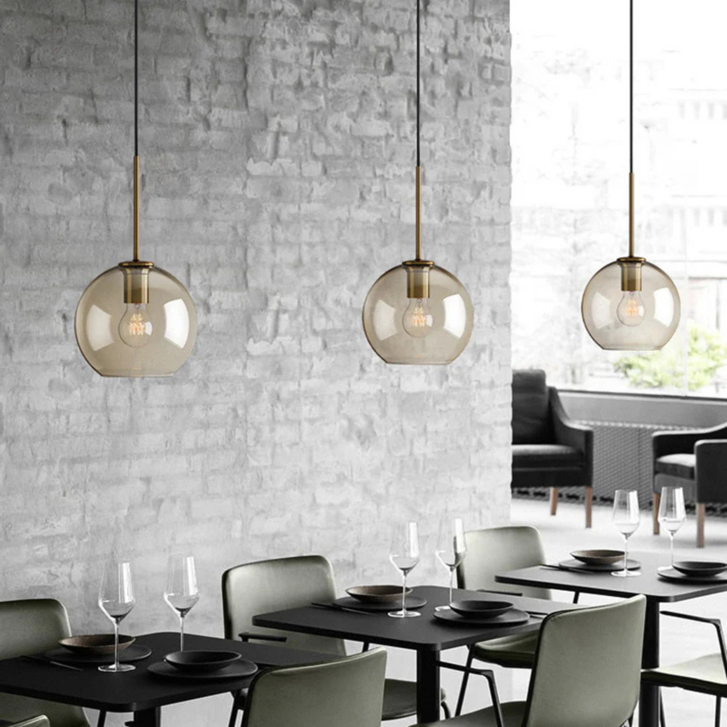 La Veille glazen hanglamp – handgeblazen designlamp met gouden accenten en sfeervolle gloed
